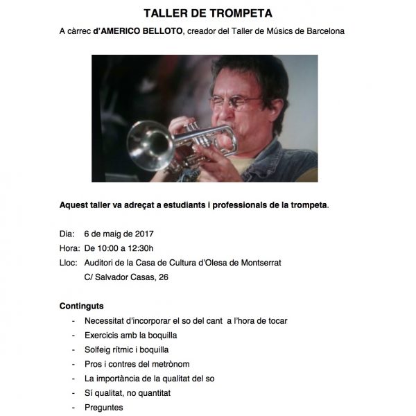 Taller de trompeta a càrrec de d’Americo Belloto