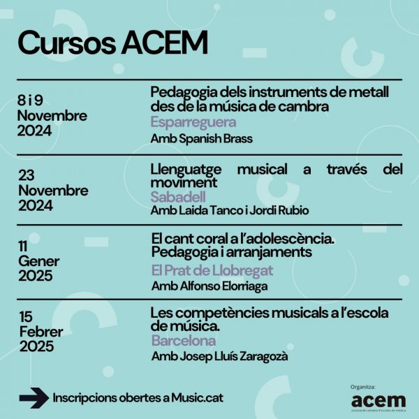 Ja et pots inscriure als cursos de formació que organitzem des de l’ACEM